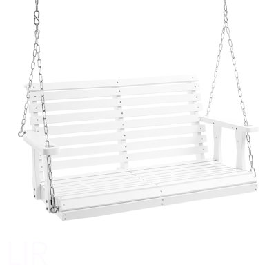 Balancelle en bois 4 pi, balancelle de patio pour la cour et le jardin, capacité de charge améliorée de 880 lb, banc de balançoire robuste avec chaînes suspendues pour l'extérieur, blanc, chaise