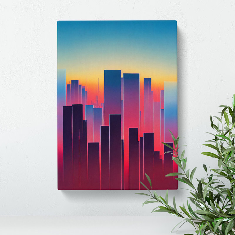 Classic City Skyline Abstract - Wall Art, Wrapped Canvas, 50cm H x 35cm W x 3cm D, No Matte