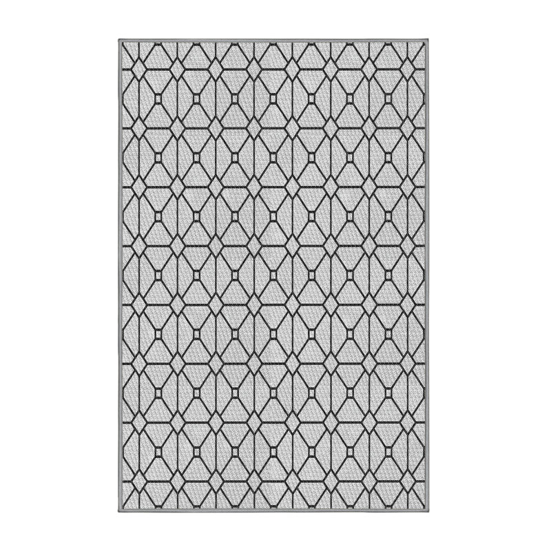 Tapis gris/noir tissé à la machine, Rectangle 2 pi x 4 pi