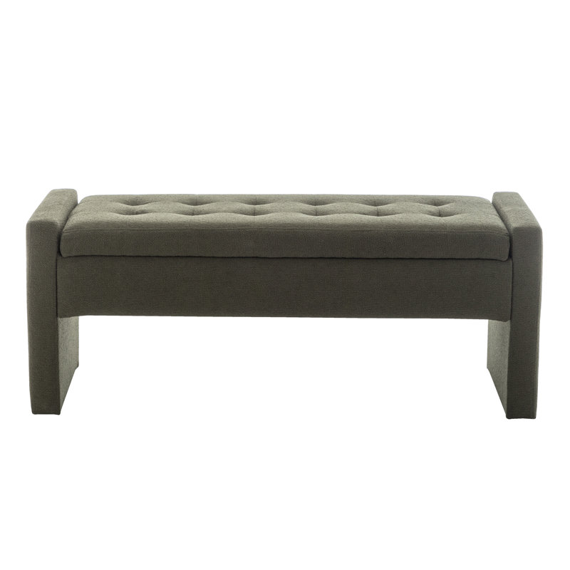 Banc de rangement rembourré Rasner, Vert