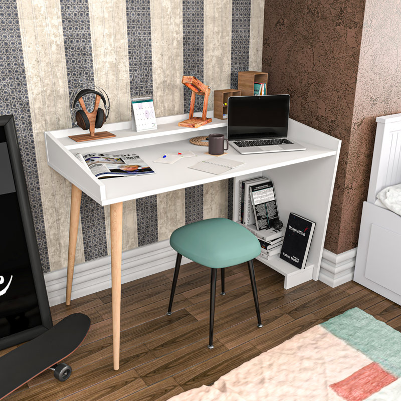Kailee 120cm W Computer Desk, White/Sapphire