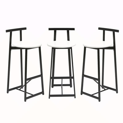 Ensemble de 3 tabourets de bar à hauteur de comptoir avec dossier et chaises sans accoudoirs pour îlot de cuisine