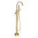 2 Handle Floor Mounted Freestanding Tub Filler with Brass Two-Function Handshower and Diverter
