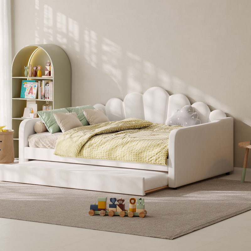 Lit de jour rembourré avec gigogne Allgaier, Grand lit, Beige