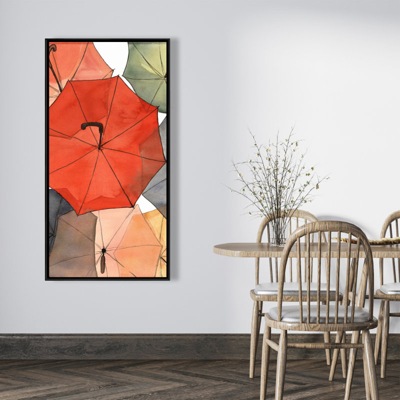 The umbrellas of petit champlain - 24"x48" Framed canvas