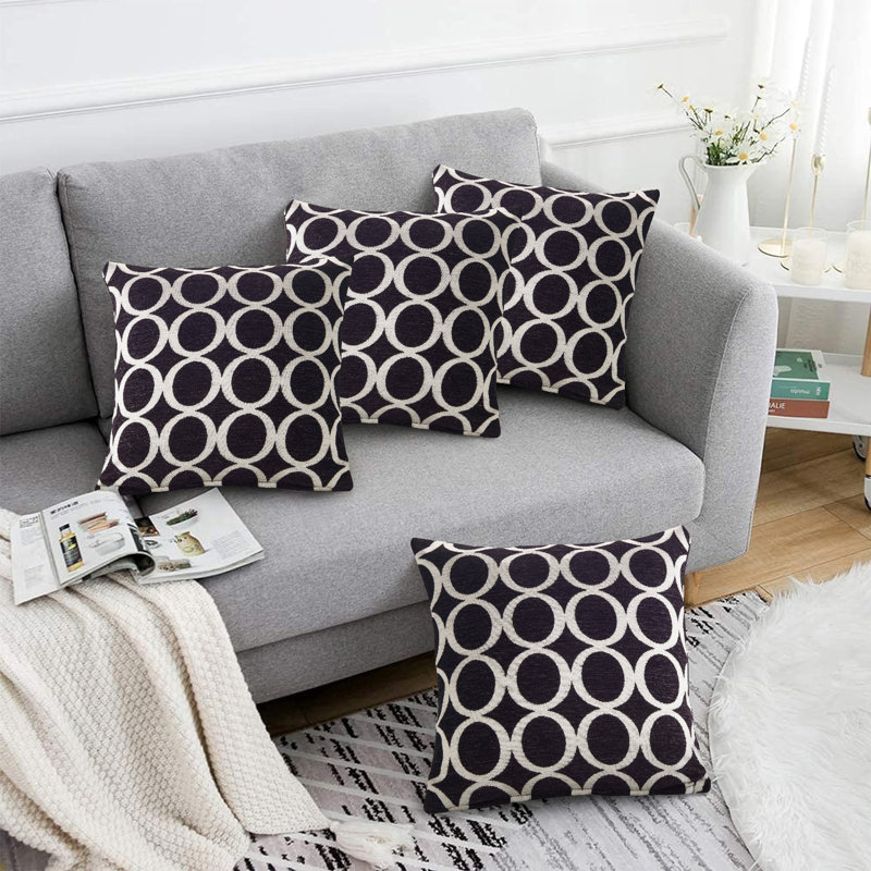Broward Oh Geometric Cushion with Filling, Black, 45cm H x 45cm W x 15cm D