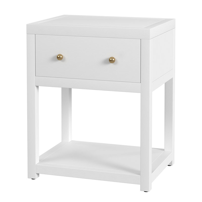 Table de chevet à 1 tiroir de 21 po Celine, blanc texturé, Blanc texturé