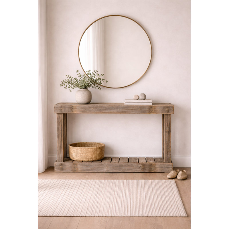 46" Natural Reclaimed Wood Narrow Console Table Slim Entryway Table, Natural