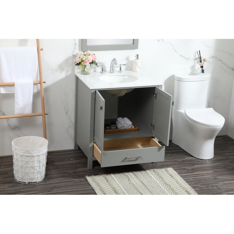 Irene 30'' Single Bathroom Vanity with Engineered Marble Top, Gray