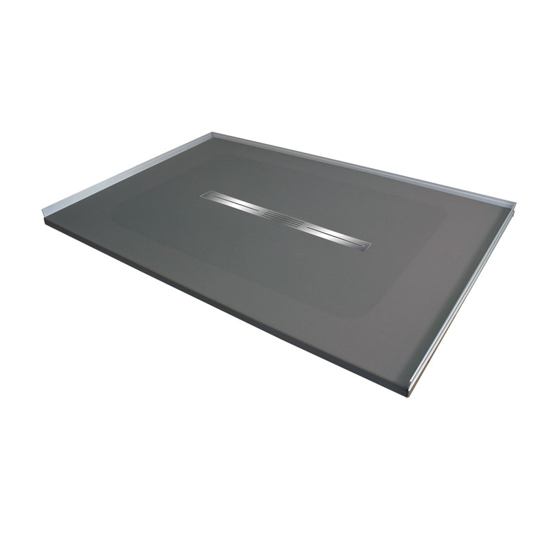 Base de douche avec seuil central 48 po x 36 po Transolor Trimslate, Gris foncé