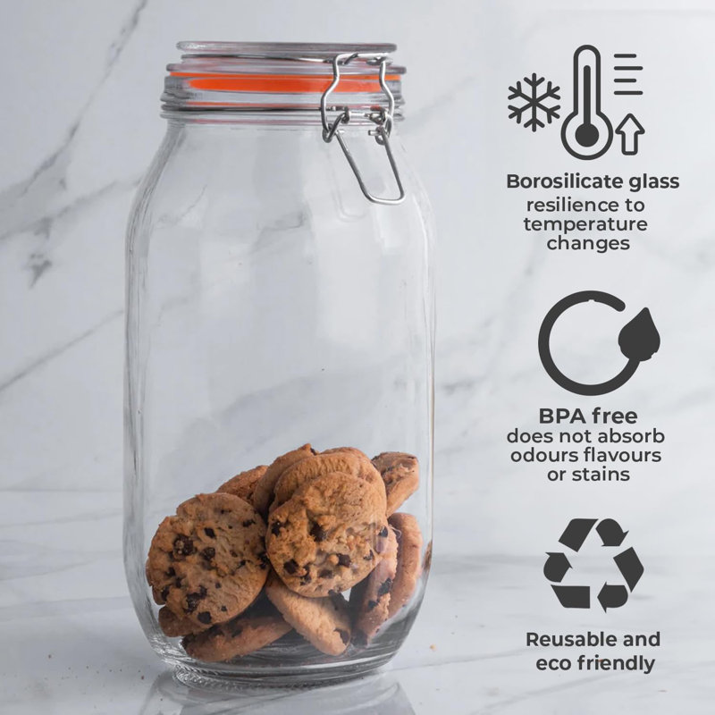 Glass Jar - Set of 3, 18cm H x 12cm W x 12cm D