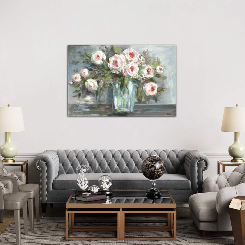 Pink Blooms Still Life Landscape by Tre Sorelle Studios - Wrapped Canvas Giclee Art Print