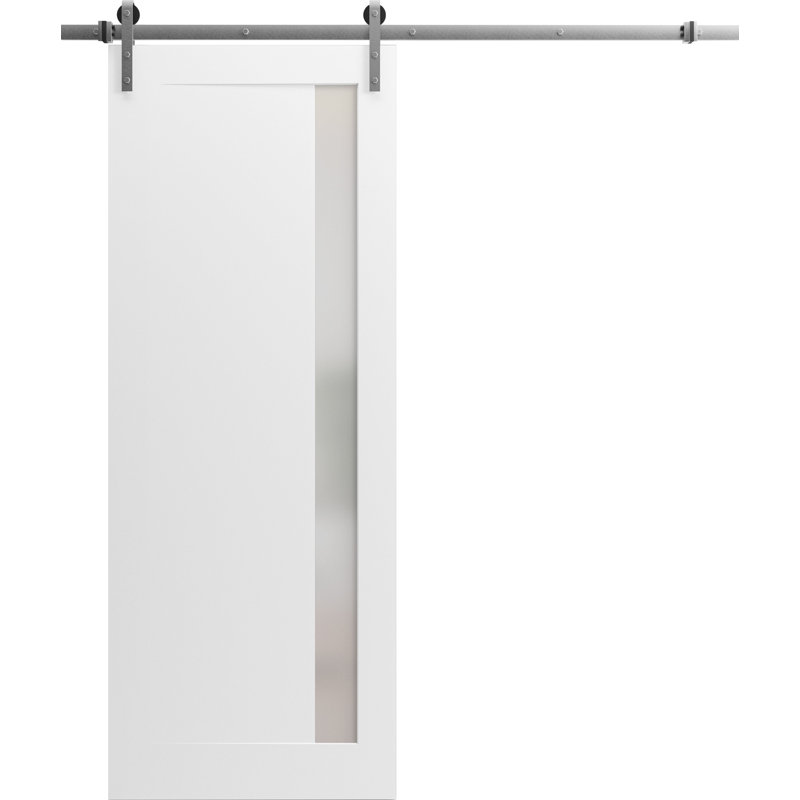 Porte de grange robuste en verre givré Planum, 18 po x 80 po