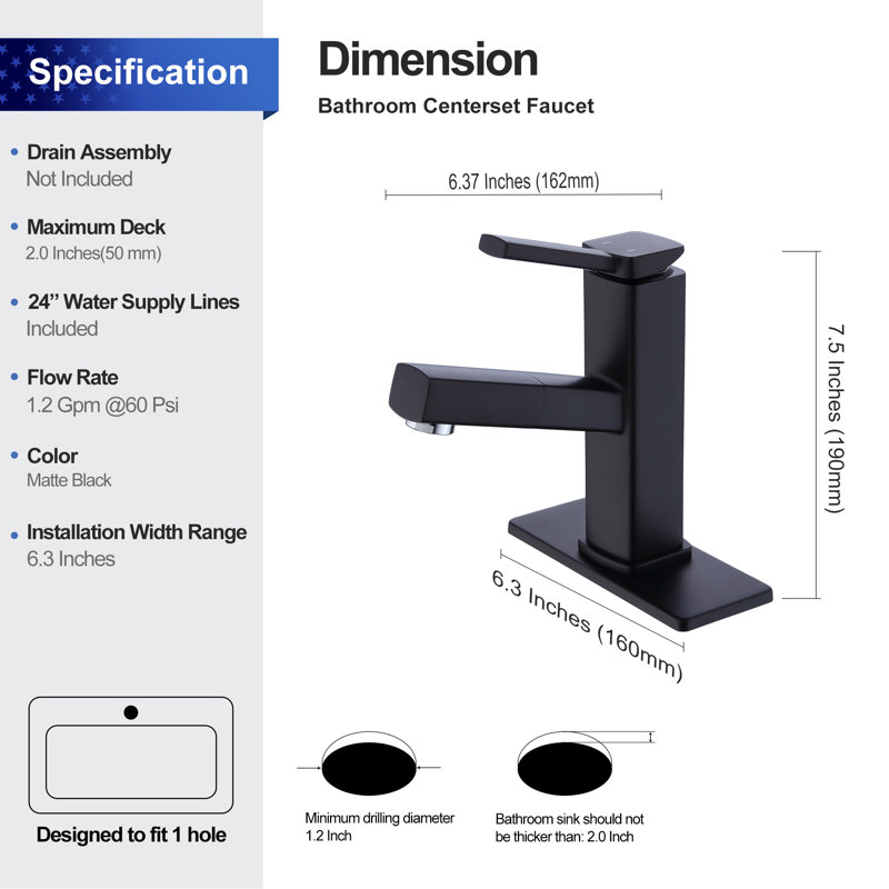 Single-Hole Single-handle Bathroom Faucet, Matte Black