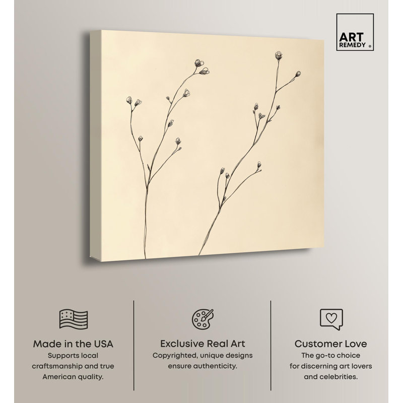 Vintage Botanic Art on Canvas with Silver Frame, 12" x 12"