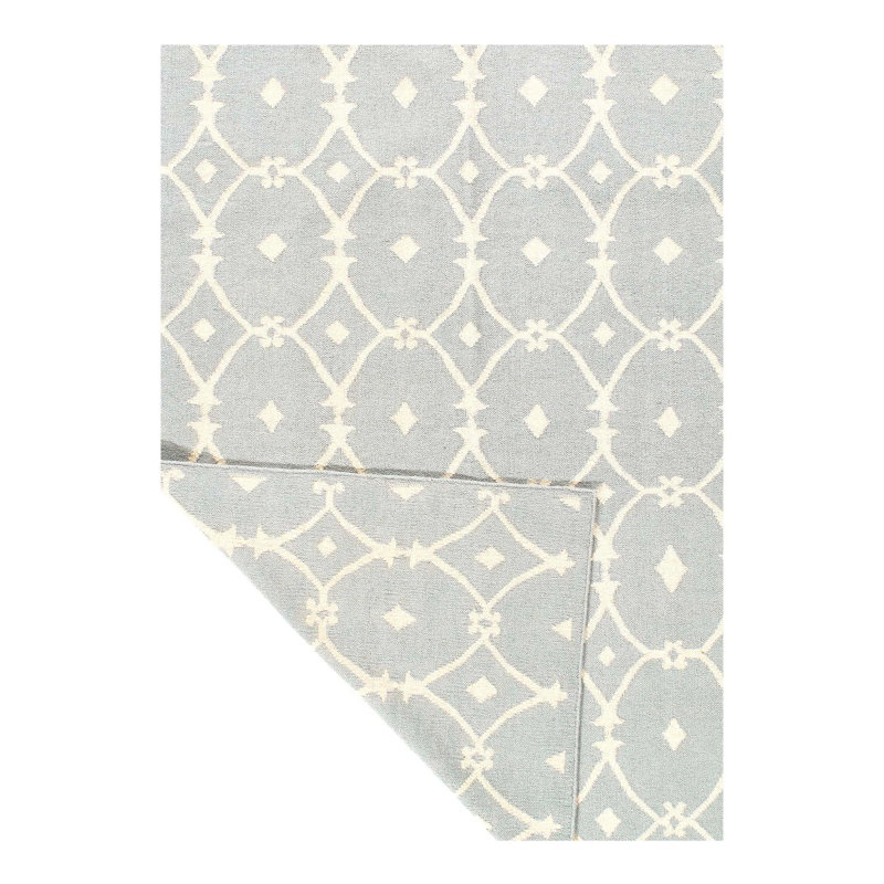Tapis géométrique gris / gris en laine noué à la main à motif géométrique 5 pi 3 po x 7 pi 11 po