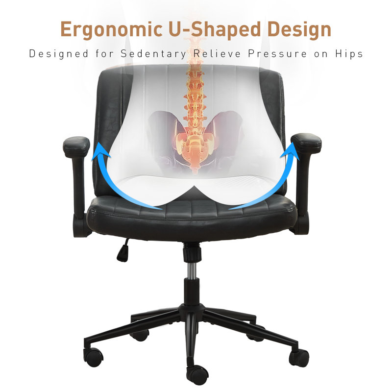 Criss Cross Office Chair With Wheels And Adjustable Flip Arms, Wide Cross Legged Desk Chair For Home Office, Bedroom, Flat