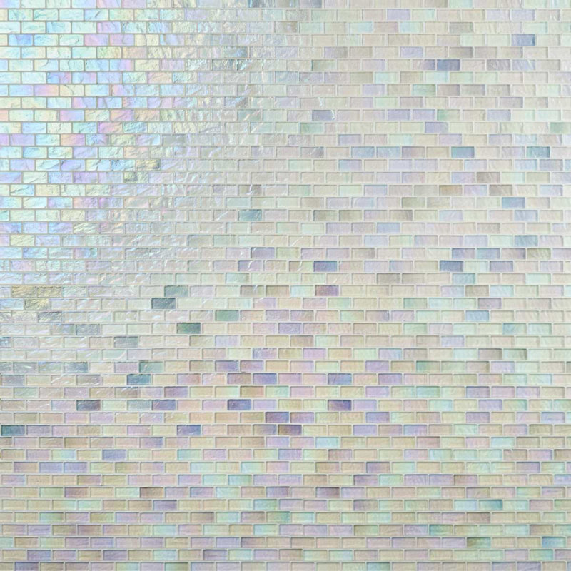 Splash 1X2 Polished Glass Mosaic Tile, Glacier White