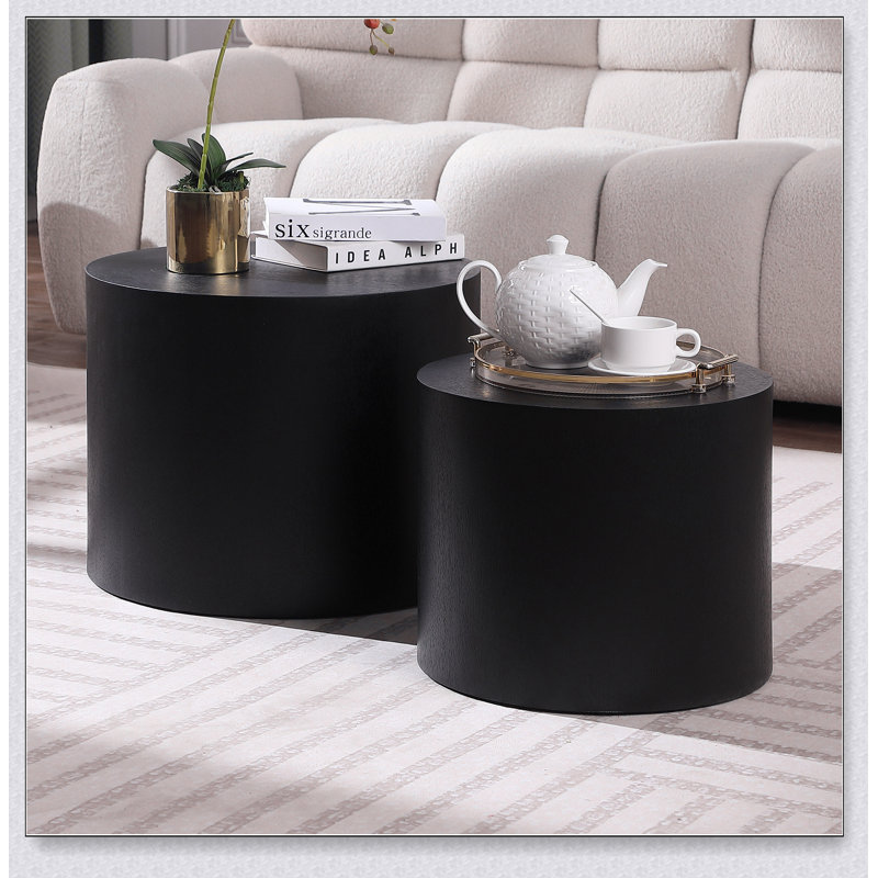with ash, oak, walnut veneer side table, coffee table, end table, nesting table set of 2
