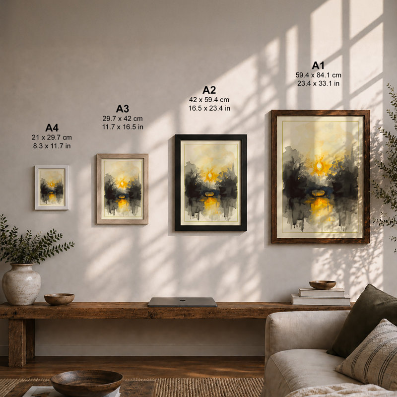 City Light Ascending Modern - Framed Print, A2 - 59.4 x 42.0 cm, White