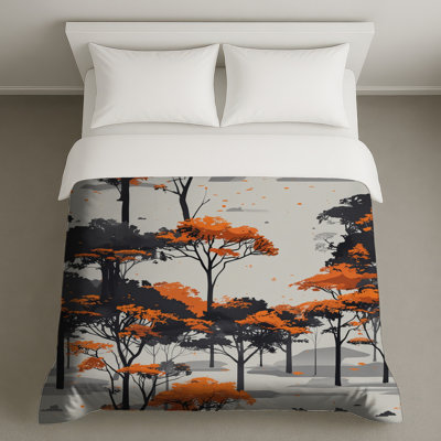 Orange And Black Trees Duvet Covers