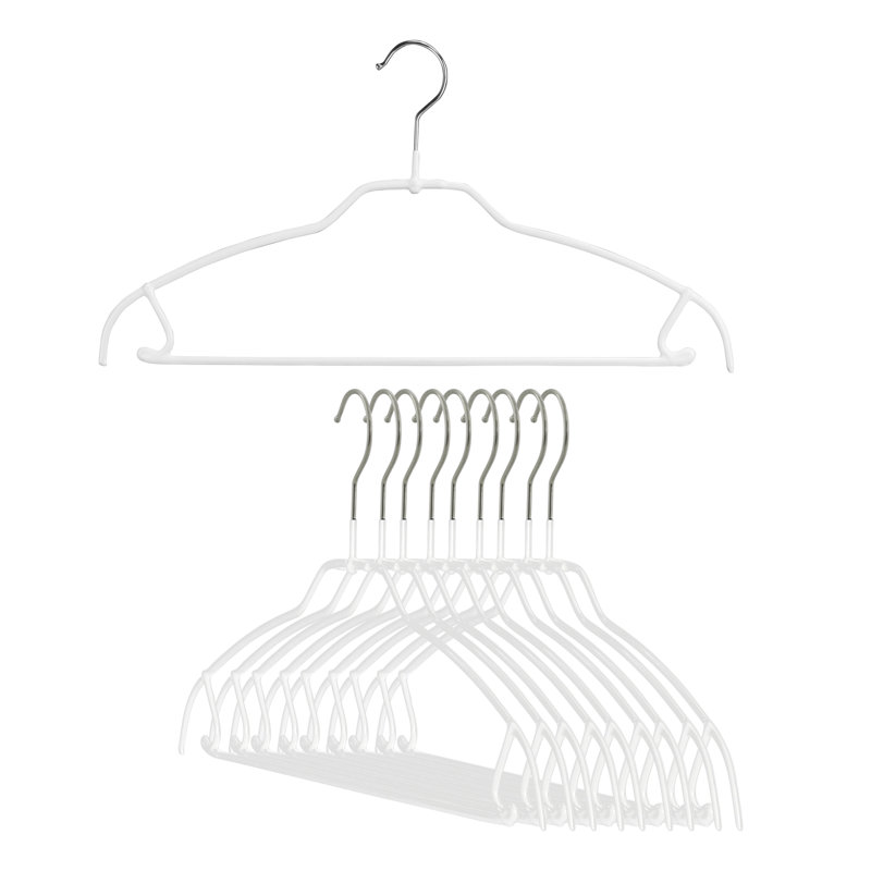 Cintre ultra-mince en métal antidérapant à jupe pour robe / chandail / chandail, Blanc