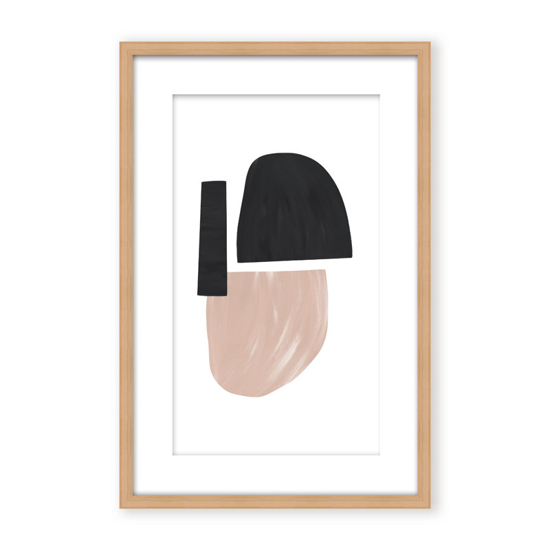 Black and Nude Abstract Shapes by Uplusmestudio - Picture Frame Painting on Paper, 24" H x 16" W x 1.125" D, Framed Print