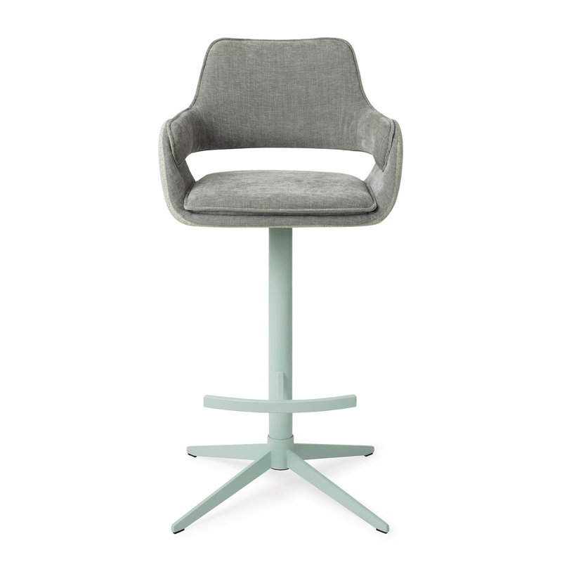 Natsuki Upholstered Counter Stool with Metal Frame, Grey, 75cm