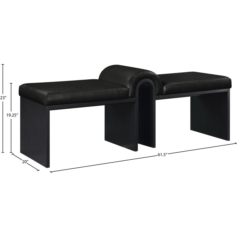 Banc en cuir Delphine Vegan, Noir, Cuir végétalien noir