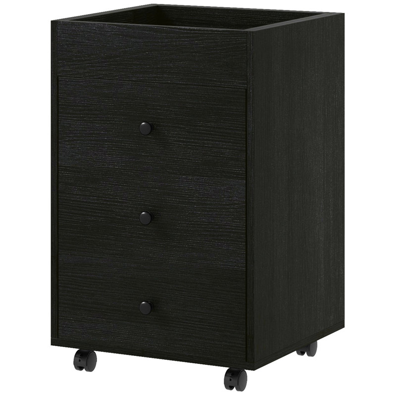 Dark Walnut 3 Drawer Storage Cabinet. Removable Tray & Under Desk Design. Mobility Wheels For Office Convenience 3 Bin, Walnut. Storage. And Transforming Functionality