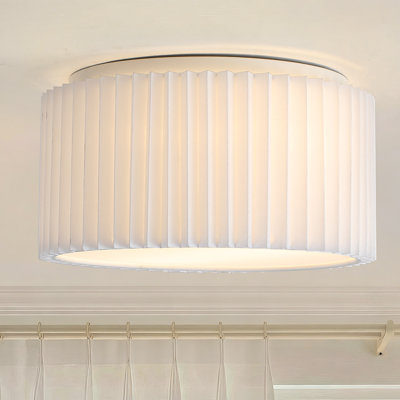 2-Light Pleated Fabric Flush Mount Ceiling Light