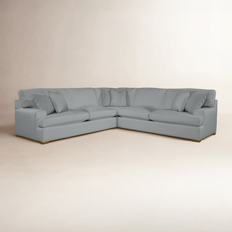 Cambria Upholstered L-Shaped Sectional Symmetrical, Frost White, Denim Stripe; 0210-61