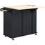 Kitchen Island With Electrical Socket & Foldable Leaf. Black. Wine Holder, Side Storage. Easy To Use And Clean Power Storage Leaf, Stand Cabinet - Black-1330792397