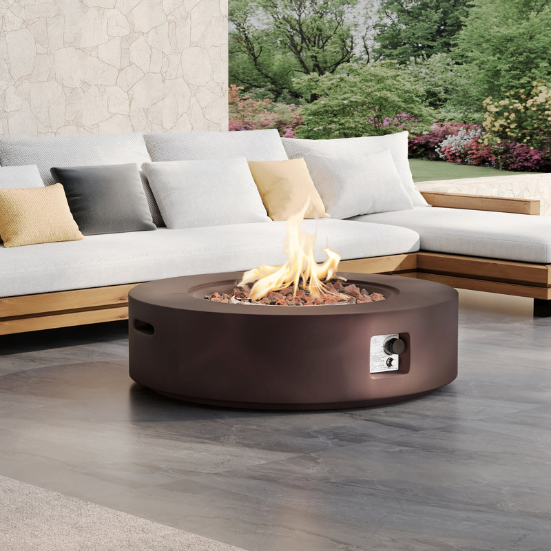 Borgia Concrete Propane Fire Pit Table, Dark Bronze