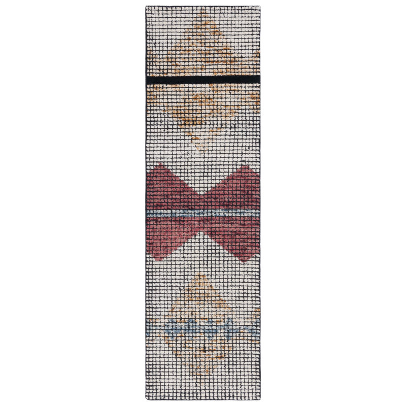 Brehea Hand Tufted Geometric Indoor/Outdoor Rug, Runner 2'3" x 8'
