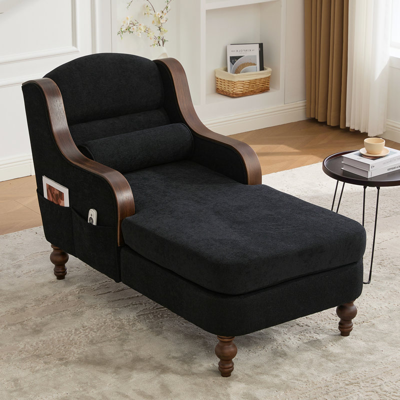 Oversized Chenille Recliner, Black