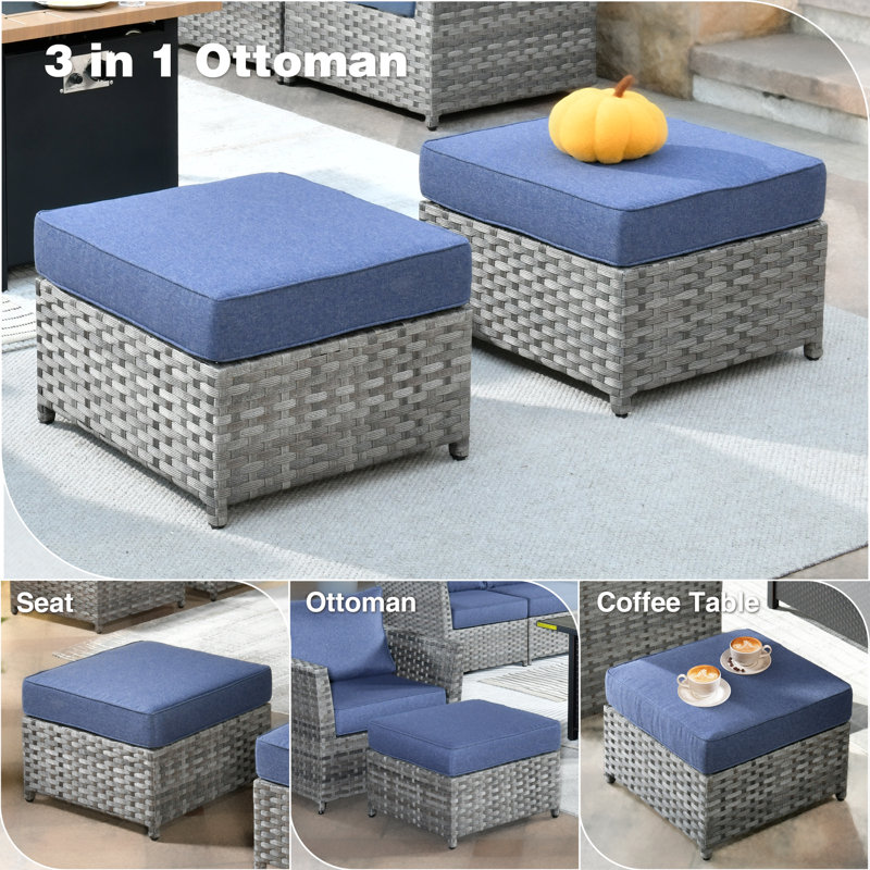 Ensemble de conversation d'extérieur pour 8 personnes avec coussins Koyno, Non, Bleu