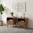 Ensemble de 2 tables de chevet en bois massif MCM avec 1 tiroir et tablette ouverte MCM