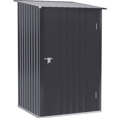 3.3' X 3.4' Galvanized Metal Outdoor Shelter, Lockable Door, Dark Gray, For Backyard, Garage, Patio, Lawn, Equipment With Storage Facility, 3.4', Metal, Store Patio Umbrellas