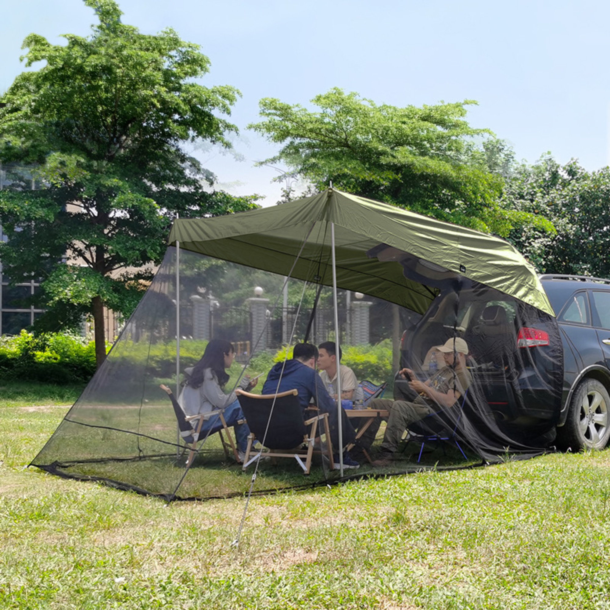 Car Rear Tent Extension Waterproof Trailer Camping Shelter Canopy