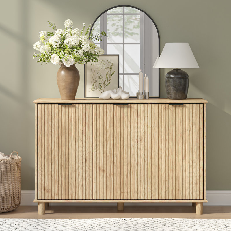 47.8" Sideboard Buffet Cabinet with Solid Wood Legs, Storage Cabinet with Adjustable Shelves