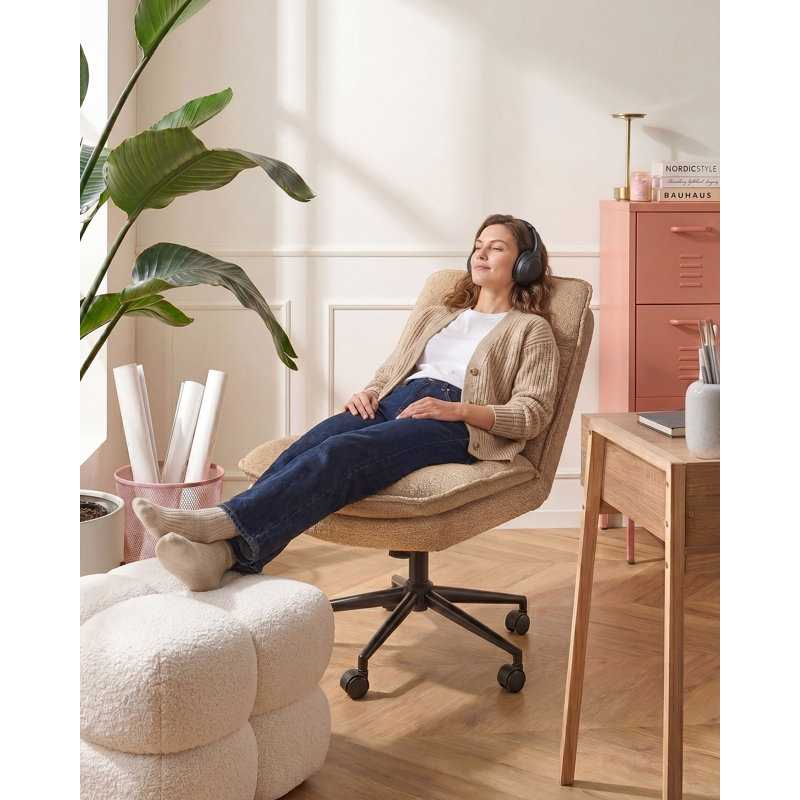 Latitude Run Teddy and Boucle Office Chair, Beige