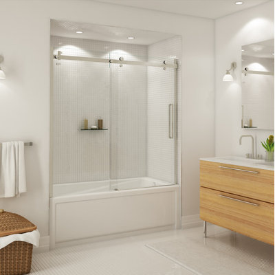Halo 56'' - 59'' W x 59'' H Single Added Semi-Frameless Tub Door with Clear Glass