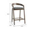 Ensemble de 2 tabourets de comptoir Cid Lenn, tissu gris, bois d'hévéa brun courbé
