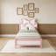Cadre de lit plateforme en bois avec tête de lit, design discret-598604306-598604307