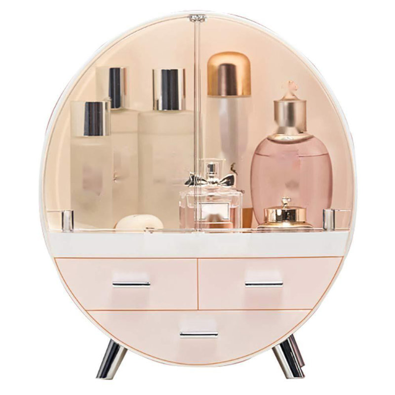 Aleiah Plastic Makeup Organiser, Pink/Gold