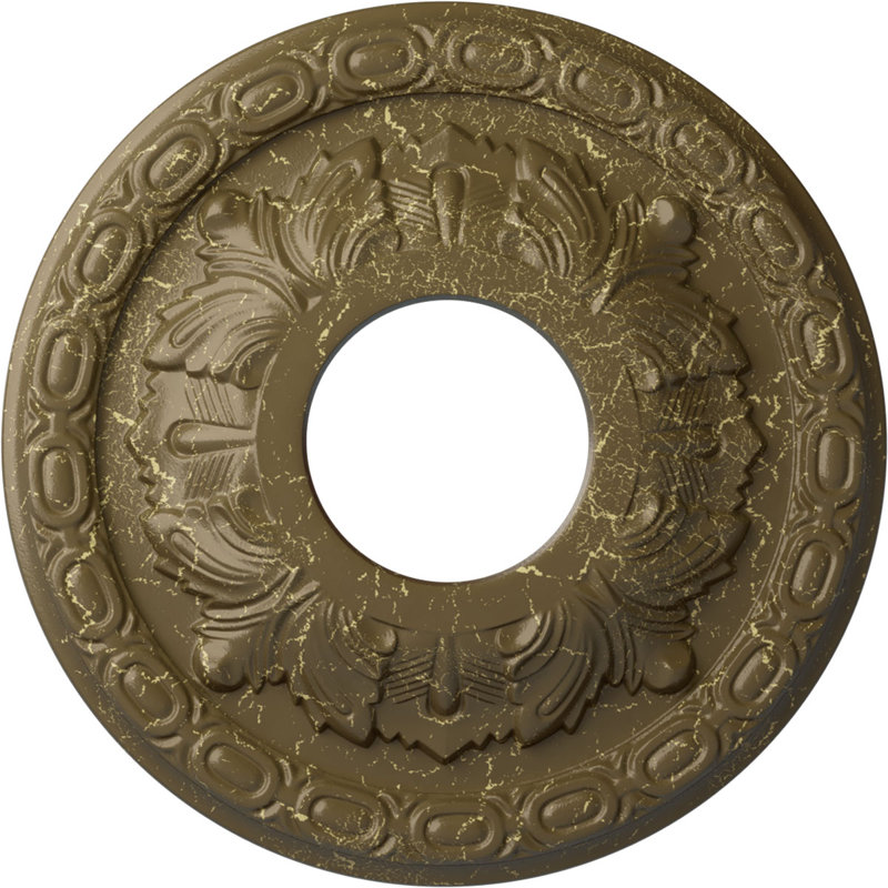 Médaillon de plafond Endurathane à feuilles, P 11 3/8 po x P 3 5/8 po x P 1 1/8 po (convient aux auvents jusqu'à 4 3/4 po), finition perle noire peinte à la main