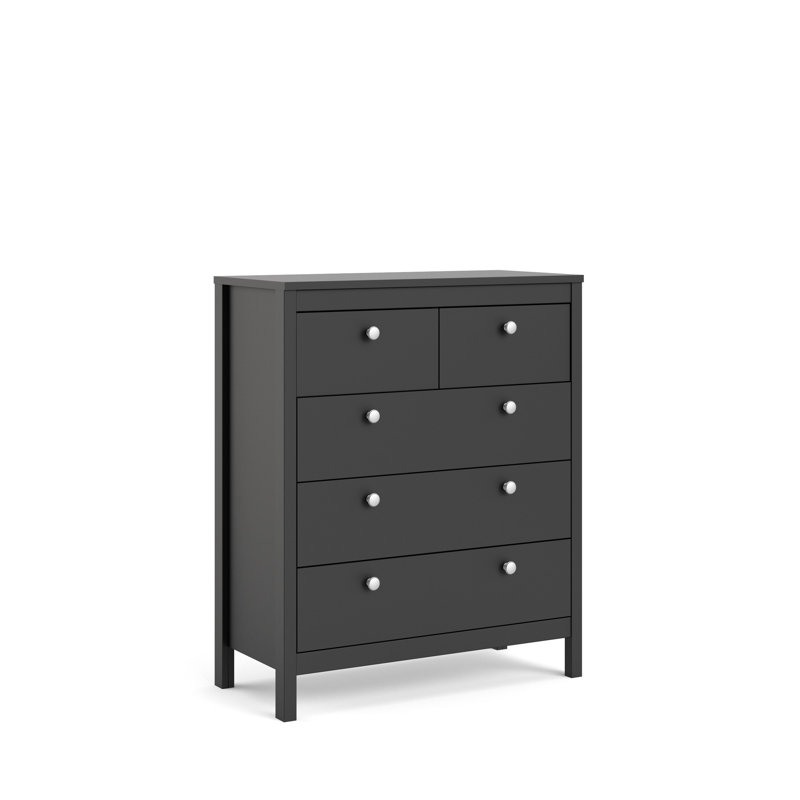 Besiana 82.1 cm W Chest of 5 Drawers, Black