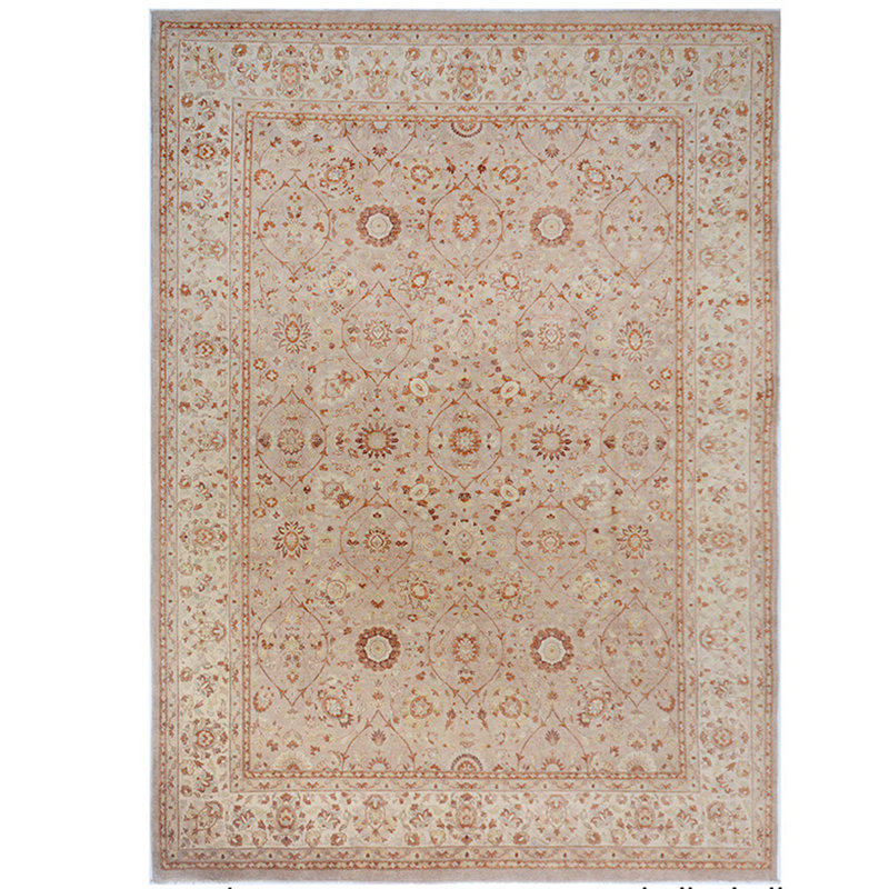 Tapis unique en laine noué à la main saumon de 10 pi x 14 pi Lueseal
