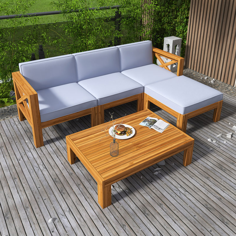 Ensemble de conversation modulaire avec canapé et coussins 5 pièces